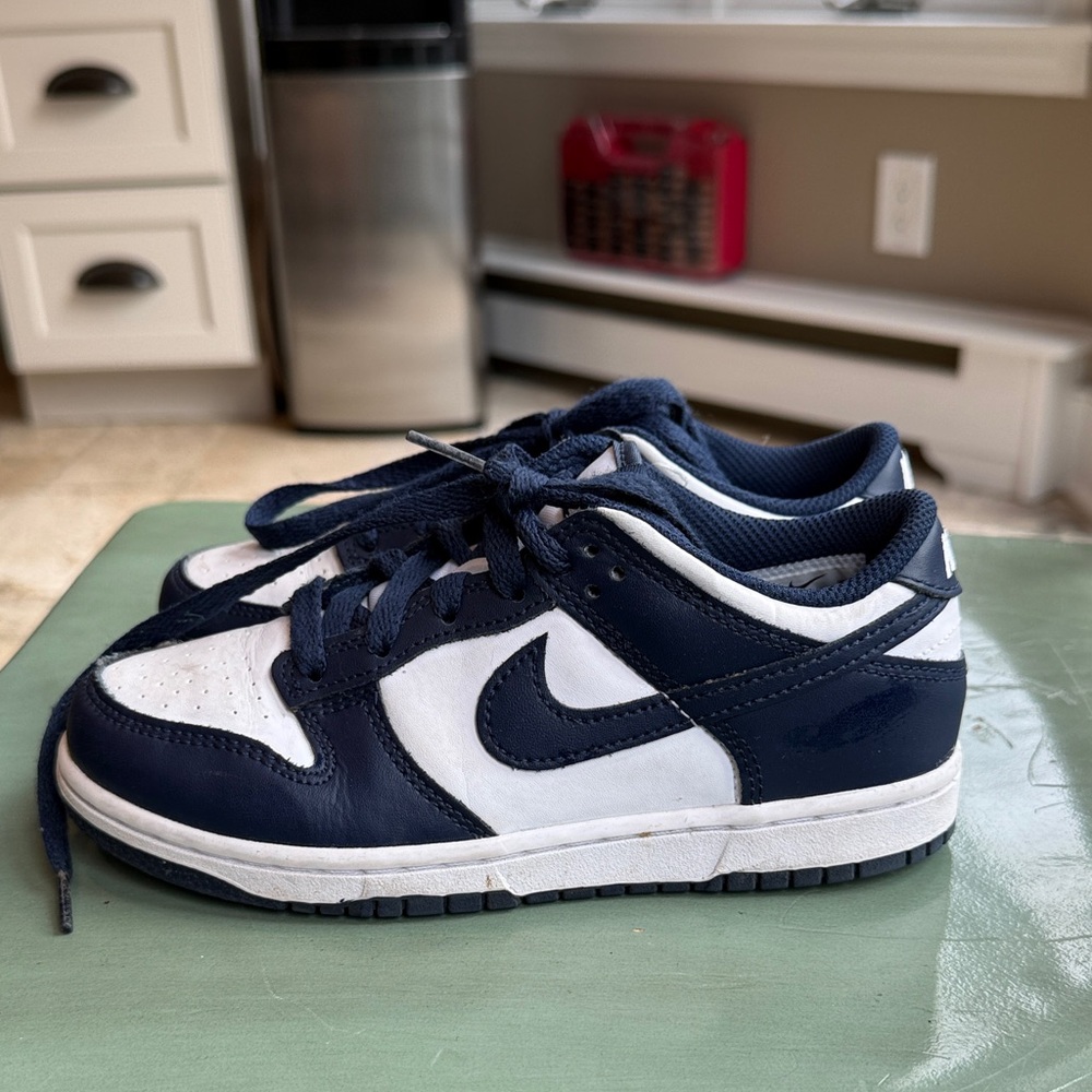 Kids Nike DUNK LOWS in Navy and White!